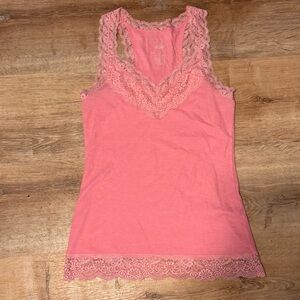 Mossimo Supply Co Pink Lace Trim Racerback Tank Top XL Y2K Coquette Boho